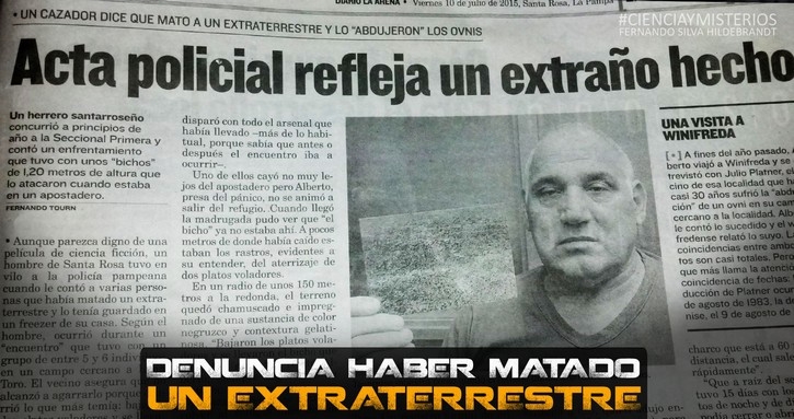 O caçador que relata ter disparado e abatido um ser extraterrestre na Argentina - outromundo.net